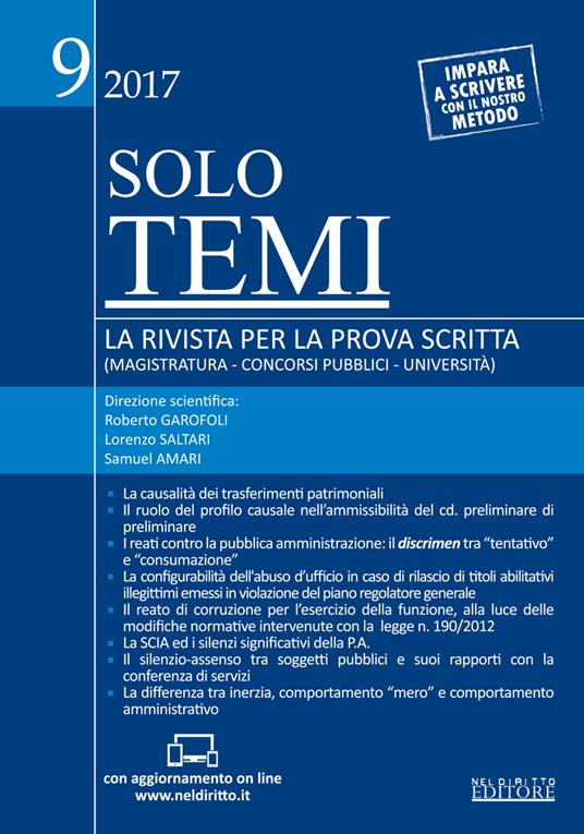 Solo temi. La rivista per la prova scritta (magistratura-concorsi pubblici-università) (2017). Con Contenuto digitale per accesso online. Vol. 9: Ottobre - copertina