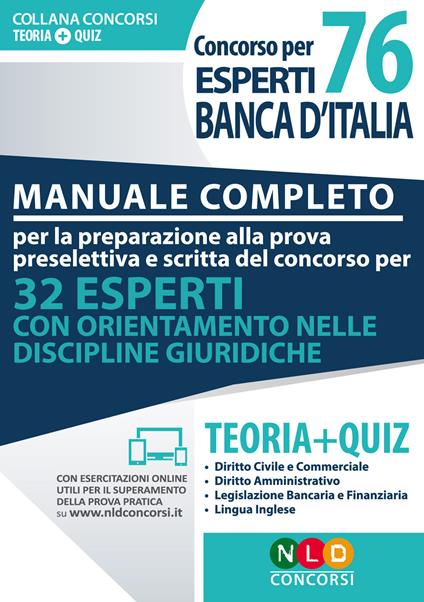 Preparazione al concorso per 76 esperti di banca d'Italia. Manuale completo. Con Contenuto digitale per accesso online - copertina