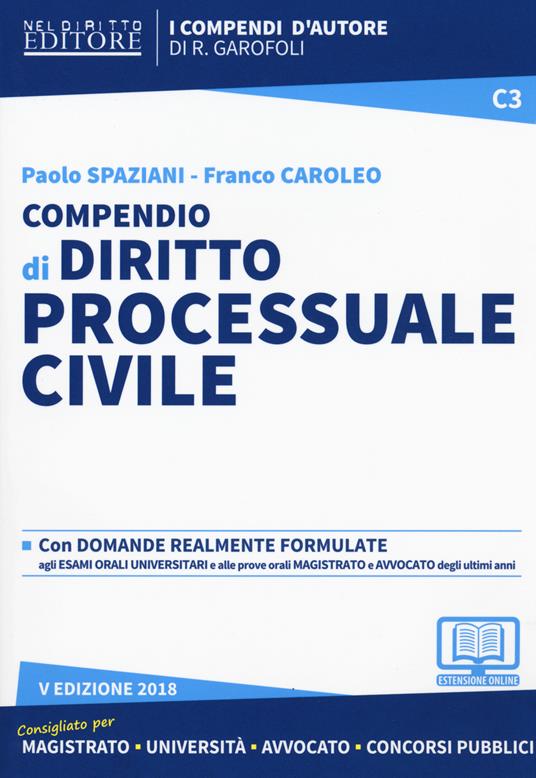 Compendio di diritto processuale civile. Con aggiornamento online - Paolo Spaziani,Franco Caroleo - copertina