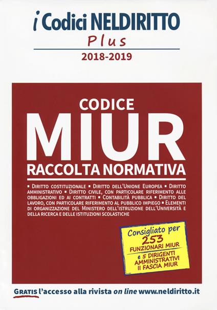 Codice MIUR. Raccolta normativa 2018-2019 - copertina