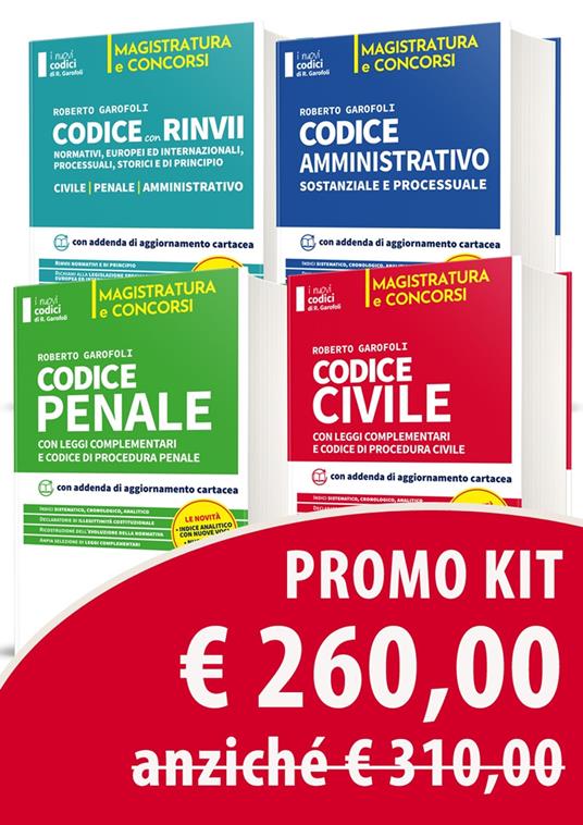 Kit 4 Codici. Codice civile-Codice penale-Codice amministrativo-Codice dei rinvii - Roberto Garofoli - copertina
