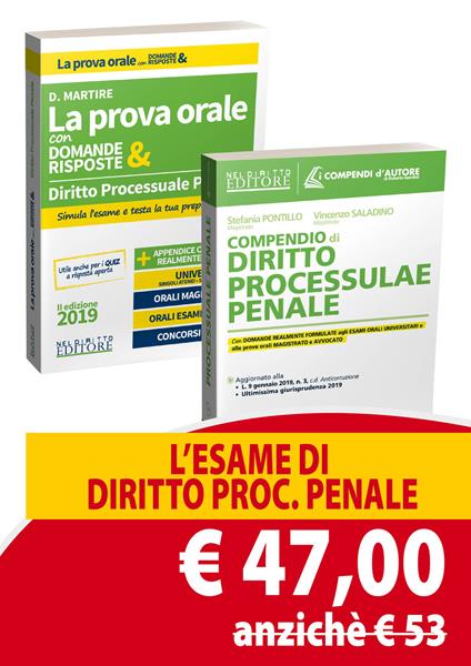 Diritto processuale penale. La prova orale con domande & risposte-Compendio di diritto processuale penale - Dario Martire,Vincenzo Saladino,Stefania Pontillo - copertina