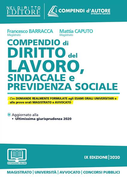 Compendio di diritto del lavoro, sindacale e della previdenza sociale. Con aggiornamento online - Francesco Barracca,Mattia Caputo - copertina