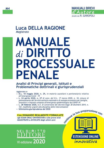 Manuale di diritto processuale penale. Con Contenuto digitale per accesso online - Luca Della Ragione - copertina