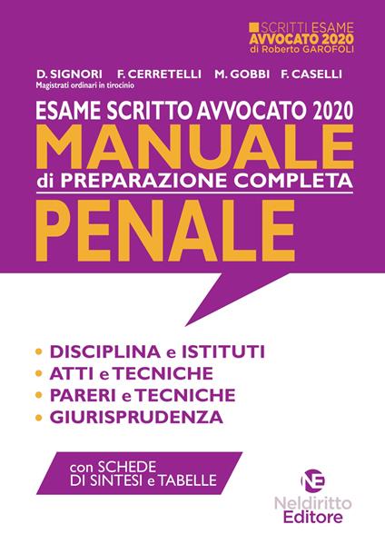 Esame scritto avvocato 2020. Manuale di preparazione completa penale - copertina