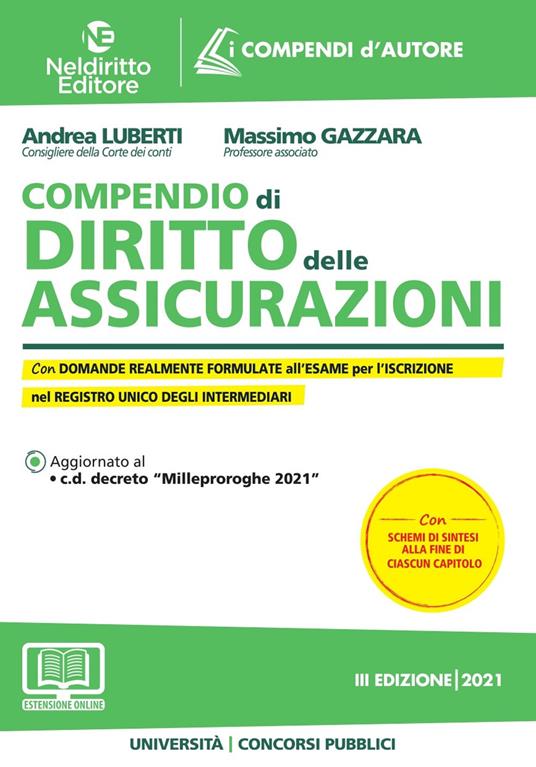 Compendio di diritto delle assicurazioni. Con espansione online - Andrea Luberti,Massimo Gazzara - copertina