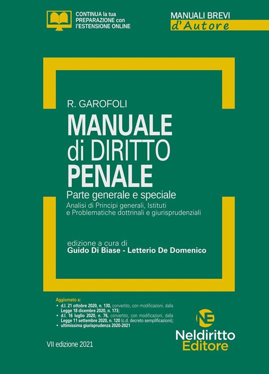 Manuale di diritto penale. Parte generale e speciale. Nuova ediz. - Roberto Garofoli - copertina