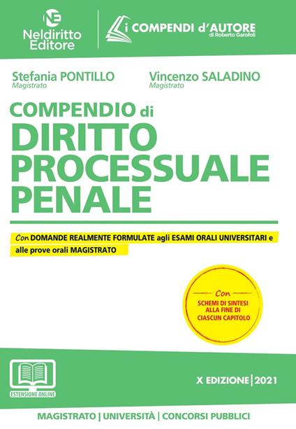 Compendio di diritto processuale penale. Nuova ediz. - Stefania Pontillo,Vincenzo Saladino - copertina