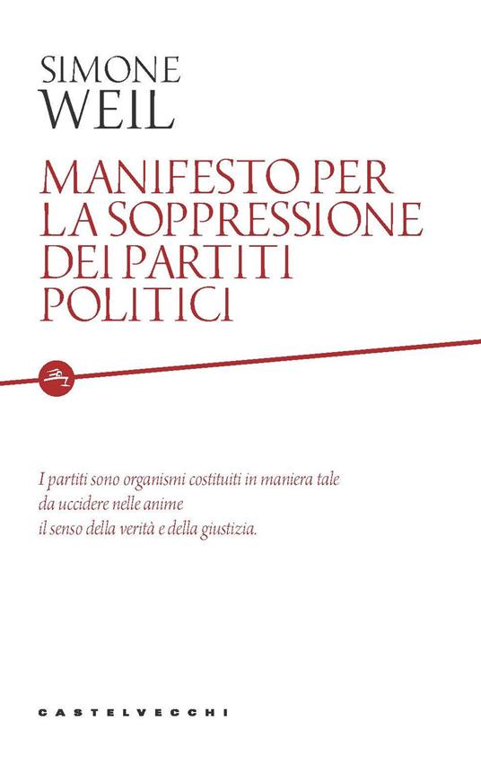 Manifesto per la soppressione dei partiti politici - Simone Weil - copertina