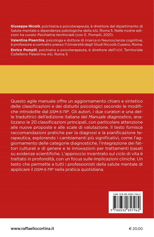 DSM-5-TR l'essenziale. Guida alla nuova edizione del Manuale diagnostico e statistico dei disturbi mentali - Giuseppe Nicolò,Valentina Piserchia,Enrico Pompili - 5