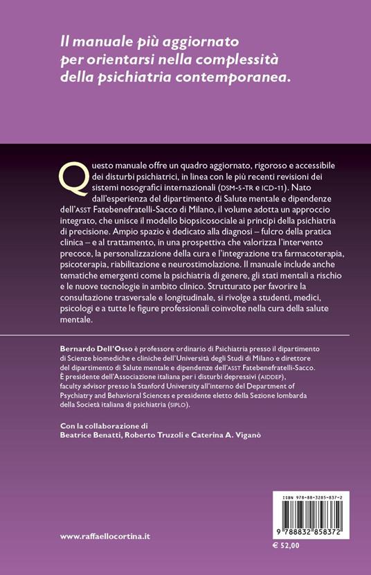 Psichiatria clinica. Dalla diagnosi al trattamento. Aggiornato ai criteri DSM-5 e ICD-11 - Bernardo Dell'Osso - 2