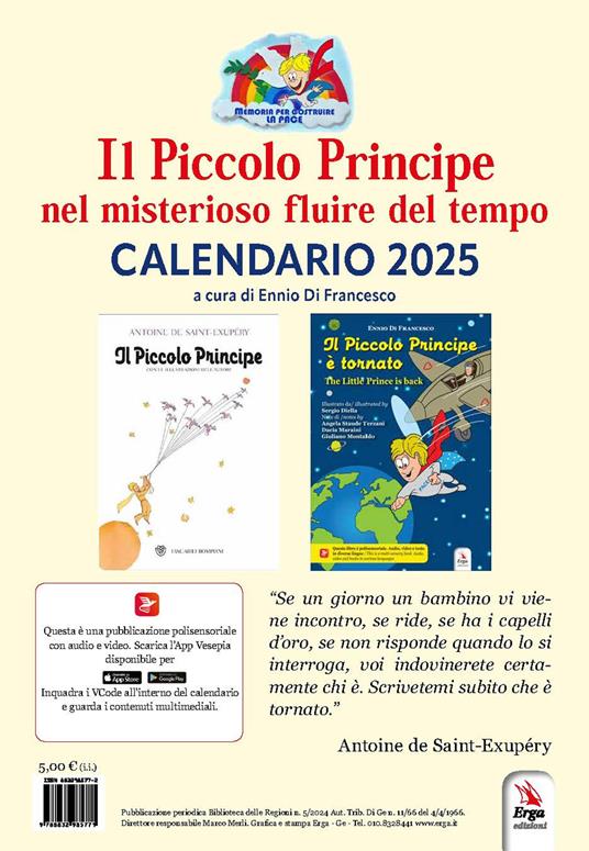 Il Piccolo Principe nel misterioso fluire del tempo. Calendario 2025 - Ennio Di Francesco - copertina