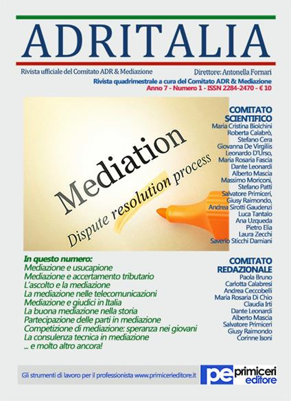 ADR Italia (2020). Vol. 1 - copertina