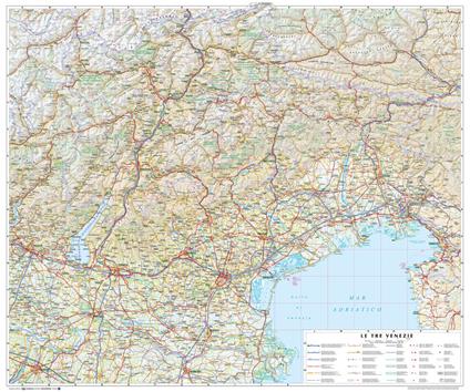Tre Venezie. Carta stradale della regione 1:350.000 (carta murale plastificata stesa con aste cm 86x72) - copertina