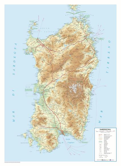 Sardegna. Scala 1:350.000 (carta in rilievo formato cm 65,6x90,5) - copertina