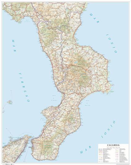 Calabria. Carta stradale della regione 1:250.000 (carta murale plastificata stesa con aste cm 86x108) - copertina