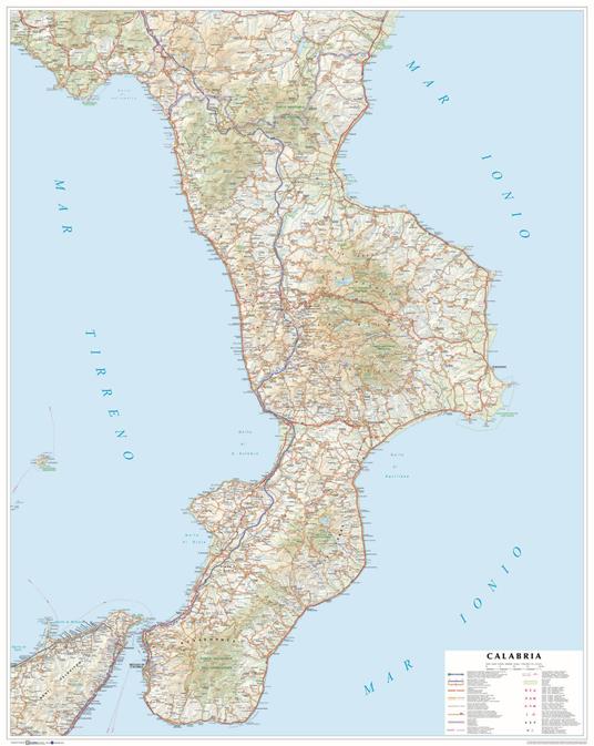 Calabria. Carta stradale della regione 1:250.000 (carta murale plastificata stesa con aste cm 86x108) - copertina