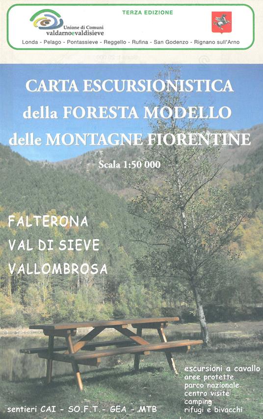 Carta escursionistica della Foresta modello delle montagne fiorentine. Falterona, Val di Sieve, Vallombrosa 1:50.000 - copertina