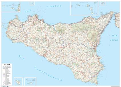 Sicilia. Carta stradale della regione 1:250.000 (carta murale plastificata stesa con aste cm 120x86) - copertina