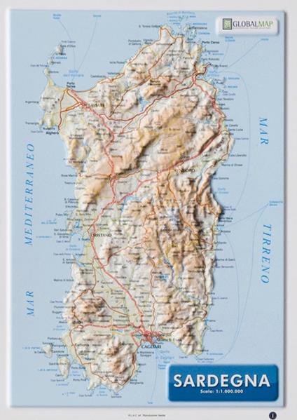 Sardegna 1:1.000.000 (carta in rilievo da banco con cornice cm 31,2x22,55) - copertina