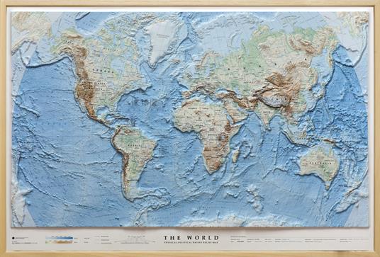 The world. Scala 1:40.000.000 (carta in rilievo con cornice cm 97x64) - copertina