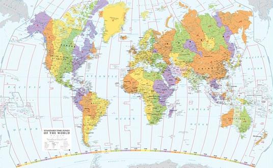 Time zones of the world. Scala 1:30.000.000 (carta murale stesa cm 137 x 86) - copertina