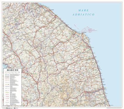 Marche. Scala 1:250.000 (carta murale stradale regionale in carta cm 72x63) - copertina