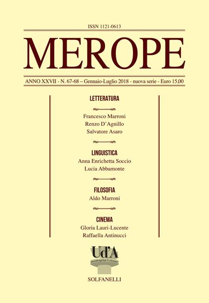 Merope. Vol. 67-68: Letteratura-filosofia-cinema-linguistica - copertina