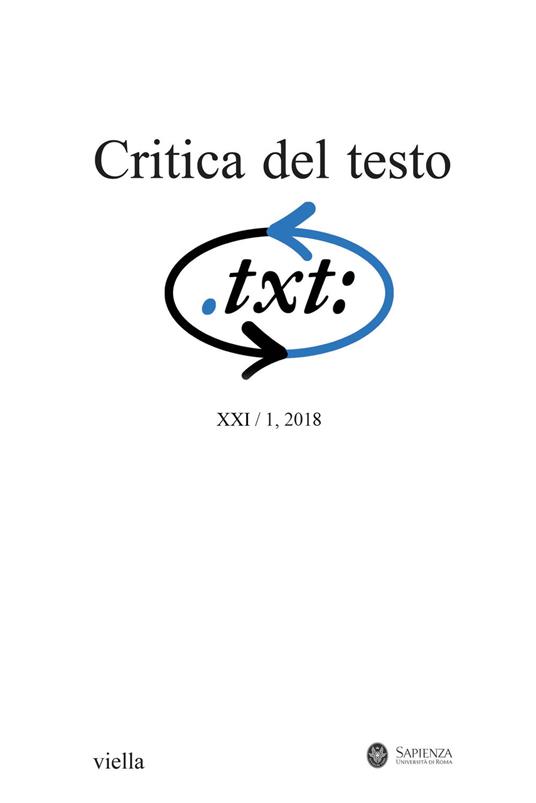 Critica del testo (2018). Vol. 1 - copertina