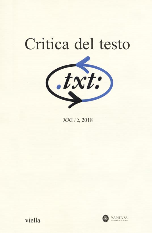 Critica del testo (2018). Vol. 2 - copertina