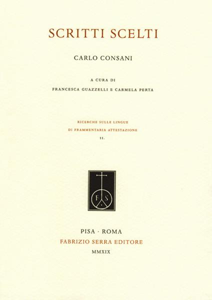 Scritti scelti - Carlo Consani - copertina