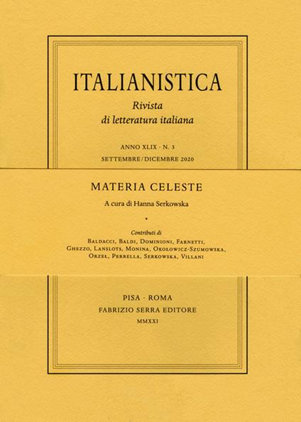 Italianistica. Rivista di letteratura italiana. Vol. 3: Materia celeste. - copertina