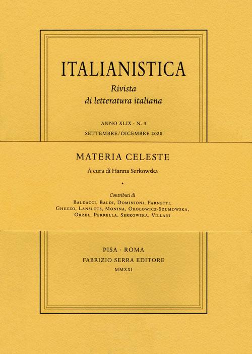 Italianistica. Rivista di letteratura italiana. Vol. 3: Materia celeste. - copertina