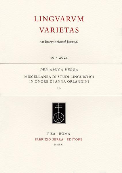 Per amica verba. Miscellanea di studi linguistici in onore di Anna Orlandini - copertina