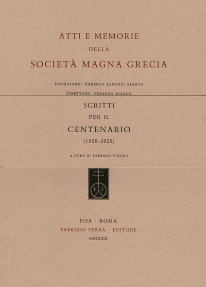 Scritti per il Centenario della Società Magna Grecia (1920-2020) - copertina