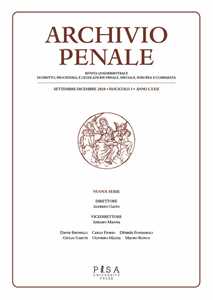 Archivio penale. Rivista quadrimestrale di diritto, procedura e legislazione penale, speciale, europea e comparata (2020). Vol. 3