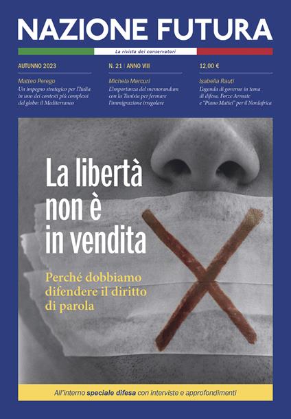Nazione futura. Rivista di approfondimento politico, economico e culturale. Vol. 21: La libertà non è in vendita - copertina