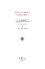 Studi classici orientali (2021). Vol. 67\1