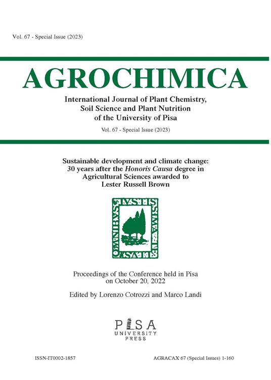 Agrochimica (2022). Vol. 67: Special issue - copertina