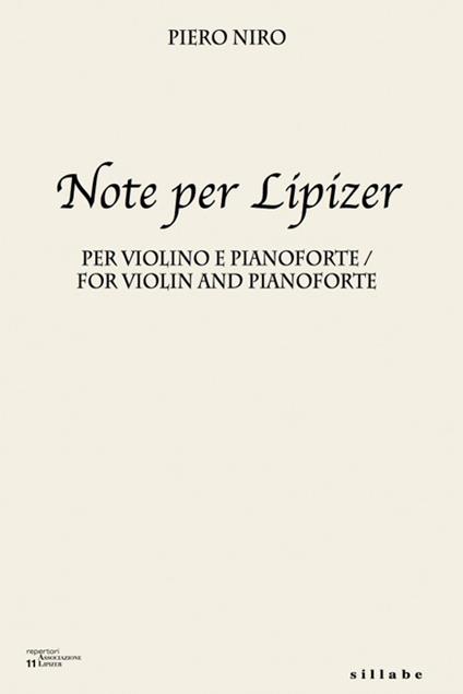 Note per Lipizer - Piero Niro - copertina