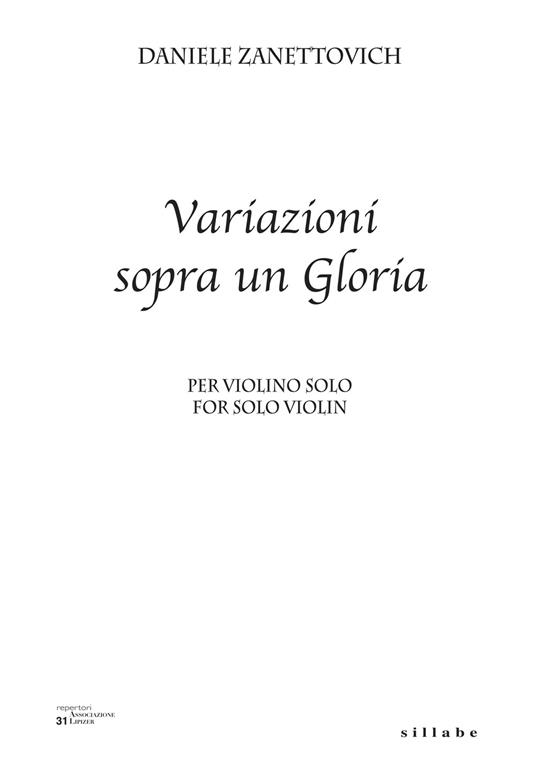 Variazioni sopra un Gloria. Ediz. italiana e inglese - Daniele Zanettovich - copertina