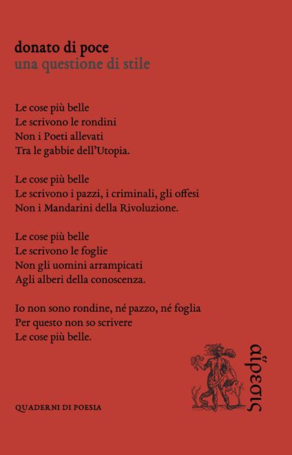Una questione di stile - Donato Di Poce - copertina