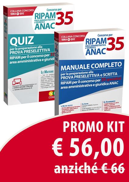 Concorso per 35 RIPAM area amministrativa e giuridica ANAC. Manuale completo per la preparazione alla prova preselettiva e scritta-Quiz per la preparazione alla prova preselettiva - copertina