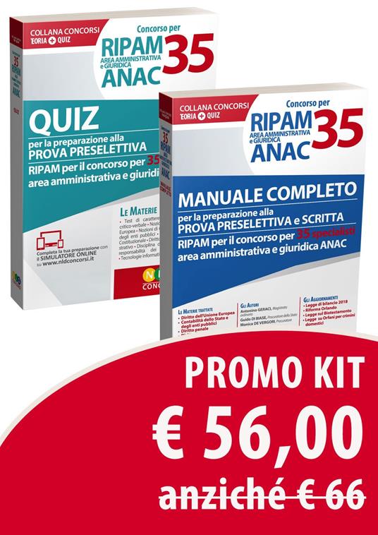 Concorso per 35 RIPAM area amministrativa e giuridica ANAC. Manuale completo per la preparazione alla prova preselettiva e scritta-Quiz per la preparazione alla prova preselettiva - copertina