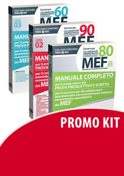 Concorso per 60-80-90 collaboratori MEF. Manuale completo per la preparazione alla prova preselettiva e scritta per il concorso (codici concorso 01, 02, 03) del MEF - copertina