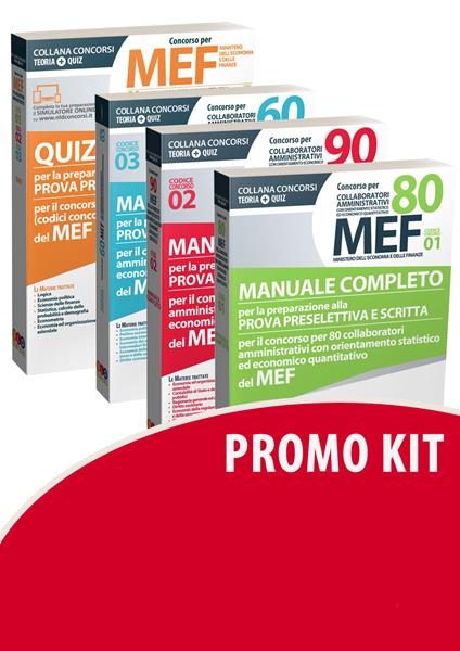Concorso per 60-80-90 collaboratori MEF. Manuale completo per la preparazione alla prova preselettiva e scritta per il concorso (codici concorso 01, 02, 03) del MEF-Quiz - copertina