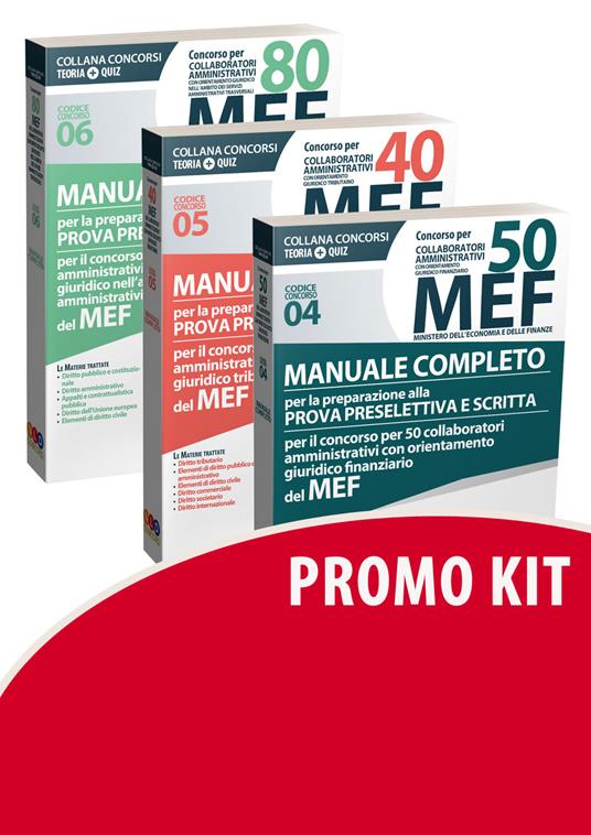 Kit Concorso per 50-40-80 collaboratori MEF. Manuale completo per la preparazione alla prova preselettiva e scritta per il concorso (codici concorso 04, 05, 06) del MEF - copertina