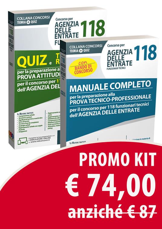 Concorso per 118 funzionari tecnico-professionale Agenzia delle Entrate. Manuale completo per la preparazione alla prova tecnico-professionale-Concorso per 118 funzionari tecnici Agenzia delle Entrate. Quiz e tecniche di risoluzione per la preparazione alla prova attitudinale - copertina