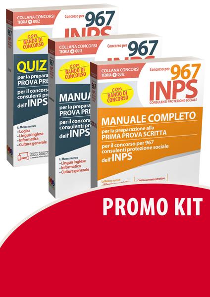 Kit Concorso per 967 consulenti protezione sociale INPS. Manuale preselettiva-Manuali prima e seconda prova scritta - copertina