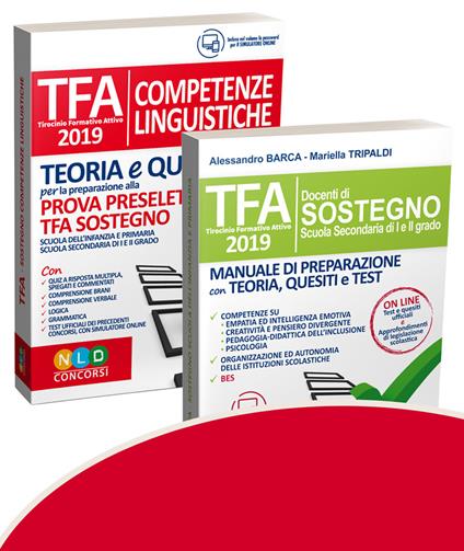 TFA. Docenti di sostegno. Scuola secondaria di I e II grado-TFA. Competenze linguistiche. Teoria e quiz per la preparazione alla prova preselettiva. Kit - Alessandro Barca,Mariella Tripaldi - copertina